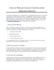 How to Reduce Costs in Construction Material Delivery