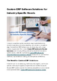 Custom ERP Software Solutions for Industry-Specific Needs