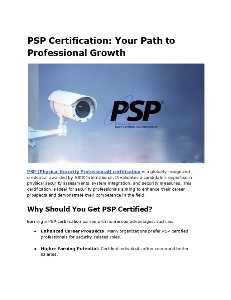 Boost Your Career with PSP Certification