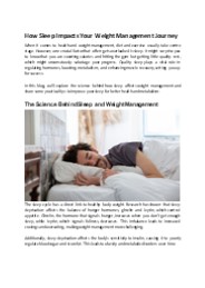 How Sleep Impacts Your Weight Management Journey