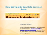 How Spirituality Can Help Common Sense