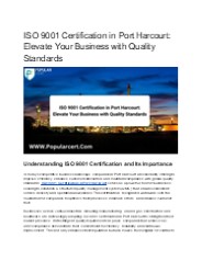 ISO 9001 Certification In Port Harcourt