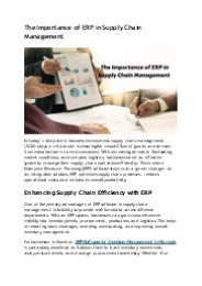 The Importance of ERP in Supply Chain Management