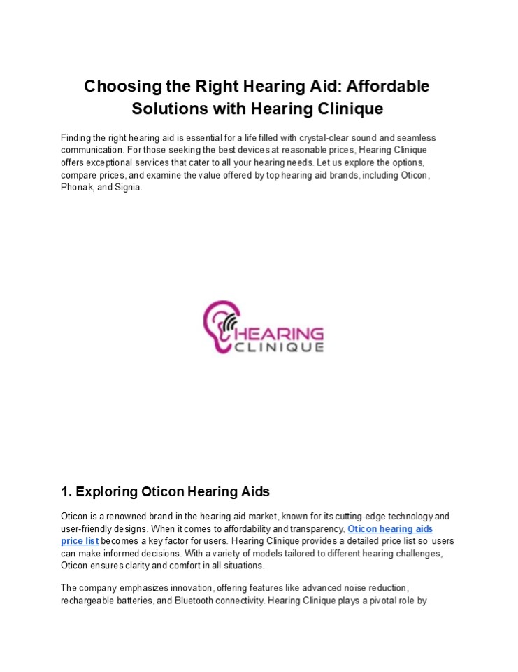 Choosing the Right Hearing Aid: Affordable Solutions with Hearing Clinique
