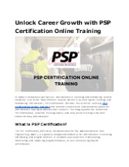 Master PSP Certification with Online Training