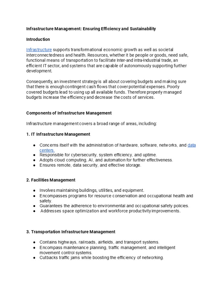 Infrastructure Management: Ensuring Efficiency and Sustainability