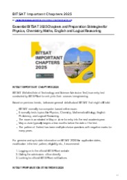 BITSAT Important Chapters 2025