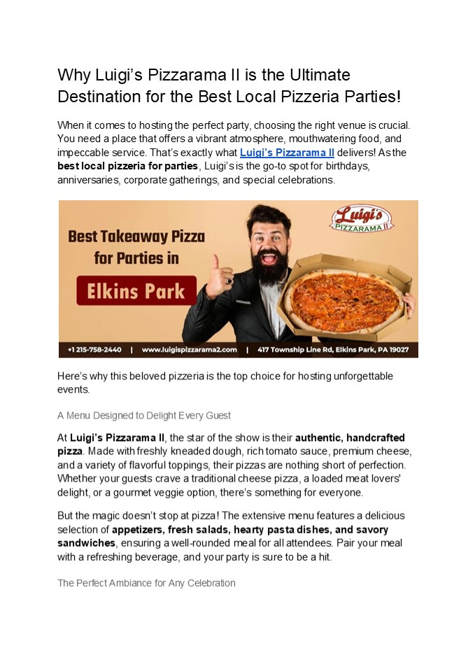 At Luigi's Pizzarama II, we are passionate about creating the perfect pizza.