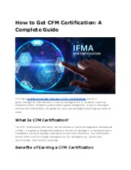 Boost Your Career with CFM Certification