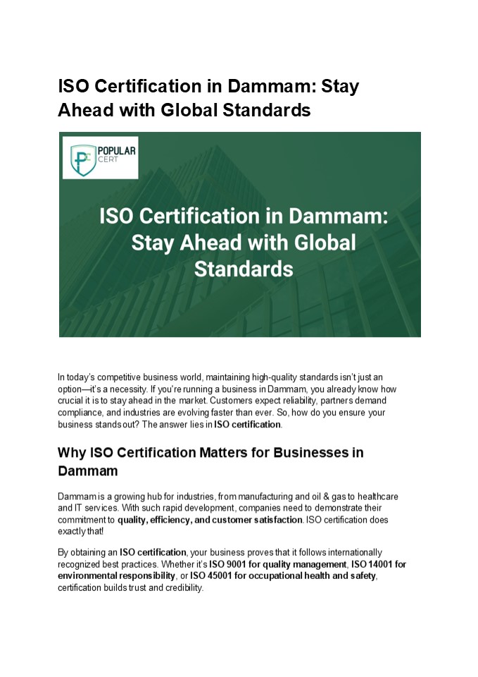 ISO Certification Dammam
