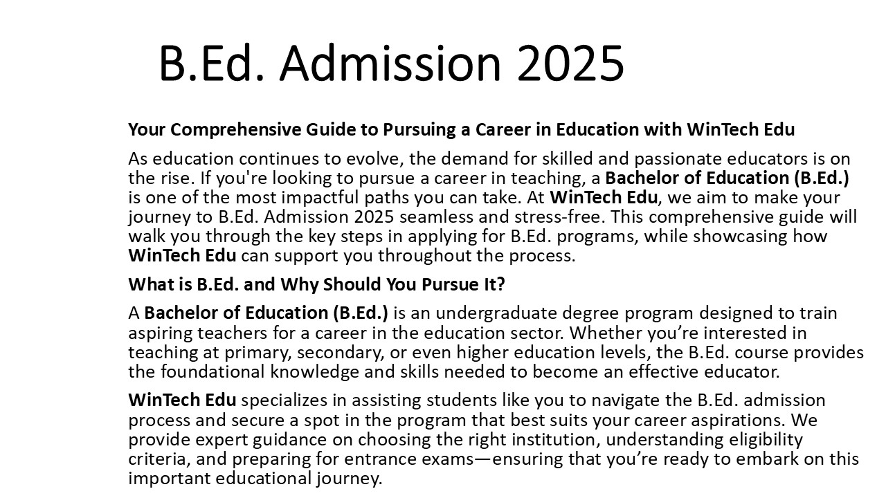 B.Ed. Admission 2025