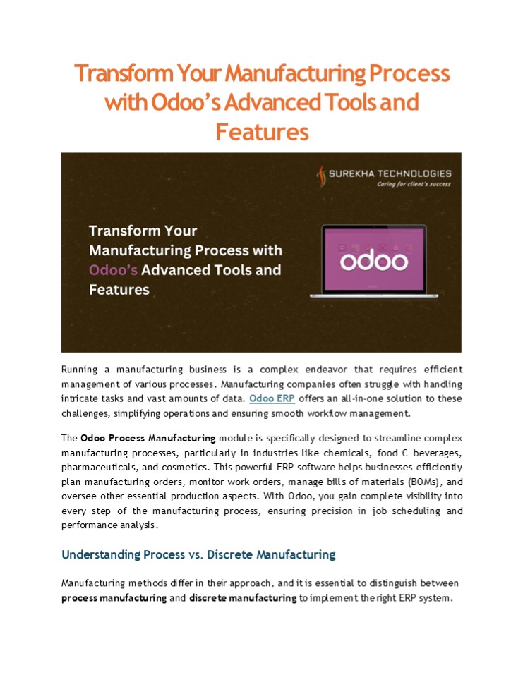 Transform Your Manufacturing Process with Odoo’s Advanced Tools and ...