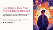 How Stress Affects Your Health & How to Manage It
