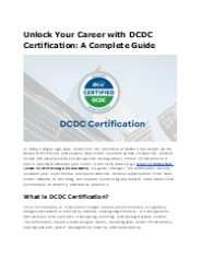 Unlock Career Growth with DCDC Certification