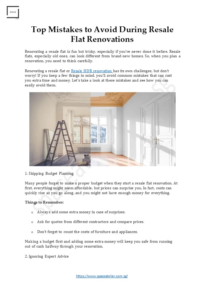 Top Mistakes to Avoid During Resale Flat Renovations