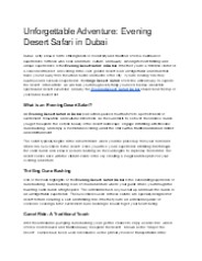 The Ultimate Evening Desert Safari Experience in Dubai