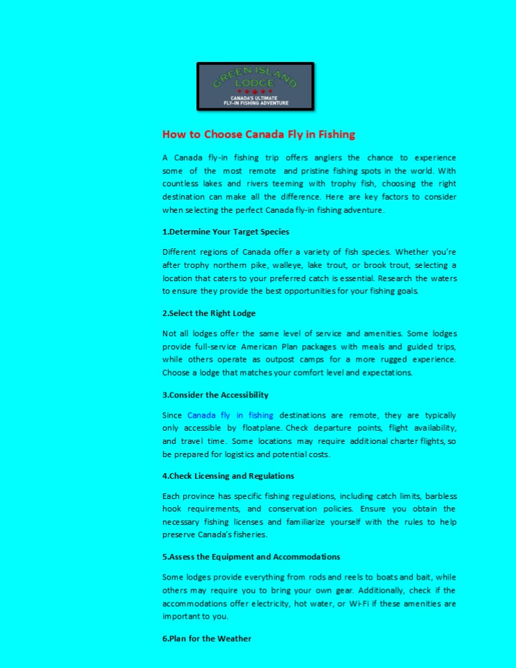 How to Choose Canada Fly in Fishing