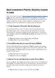 Best Investment Plan for Monthly Income in India