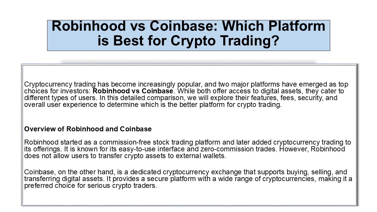 Robinhood vs Coinbase: Which Platform is Best for Crypto Trading?