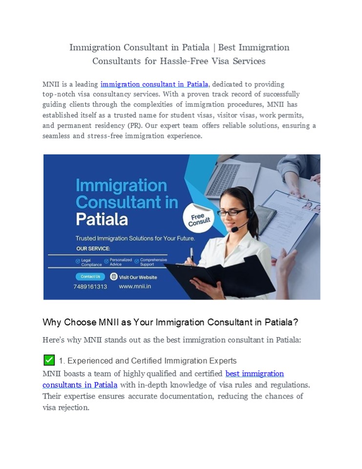 Immigration Consultant In Patiala | Best Immigration Consultants