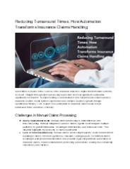 Transforming Insurance Claims Handling with Automation