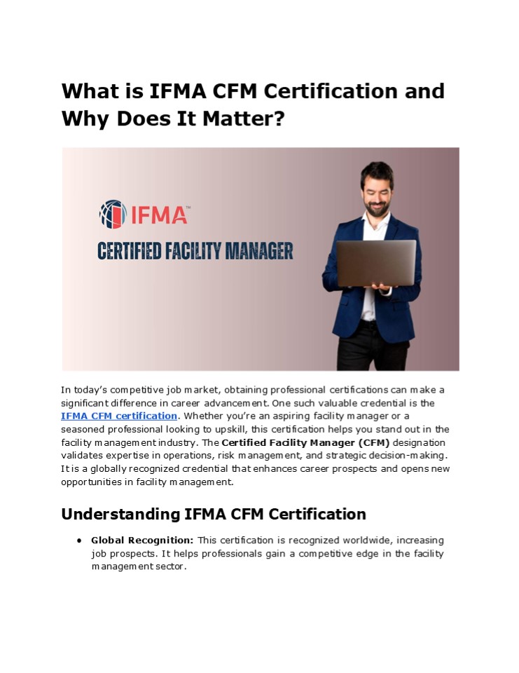 Advance Your Career with Certified Facility Manager (CFM)