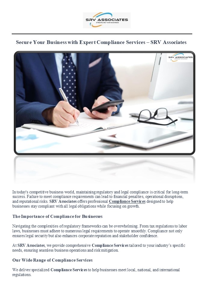 Expert Compliance Services for Business Success – SRV Associates