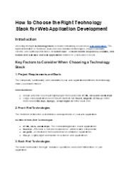 How to Choose the Right Technology Stack for Web Application Development