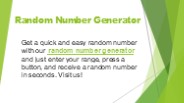 Random Number Generator