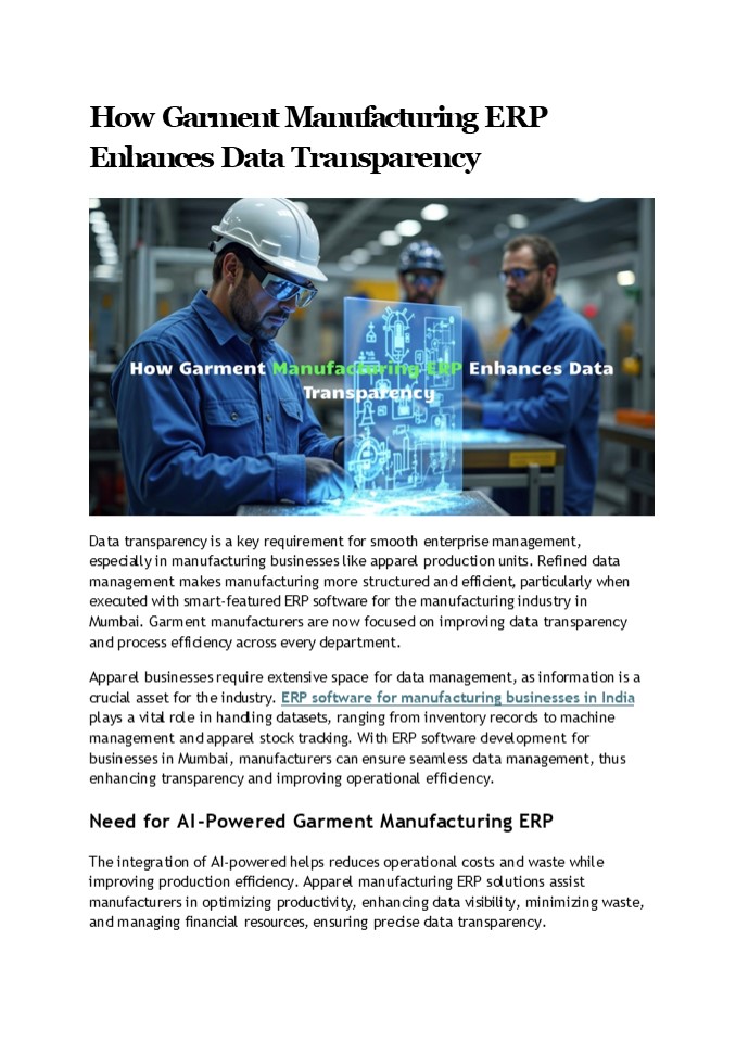 How Garment Manufacturing ERP Enhances Data Transparency