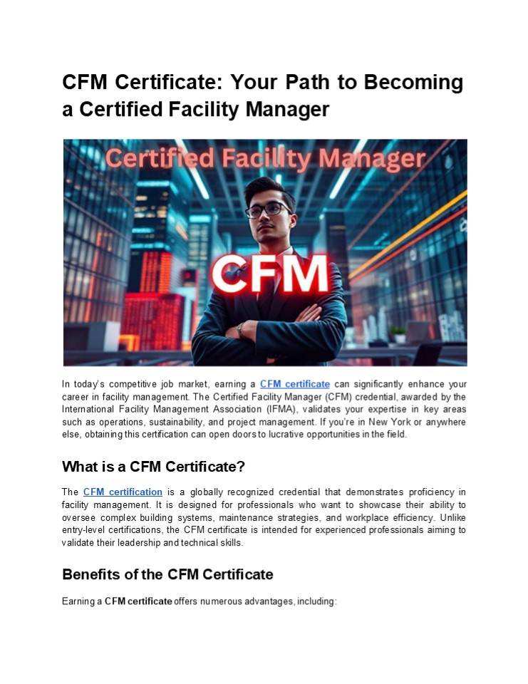 Boost Your Career with a CFM Certificate – Everything You Need to Know