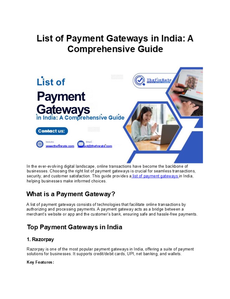 List of Payment Gateways in India: A Comprehensive Guide