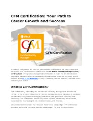 Boost Your Career with CFM Certification