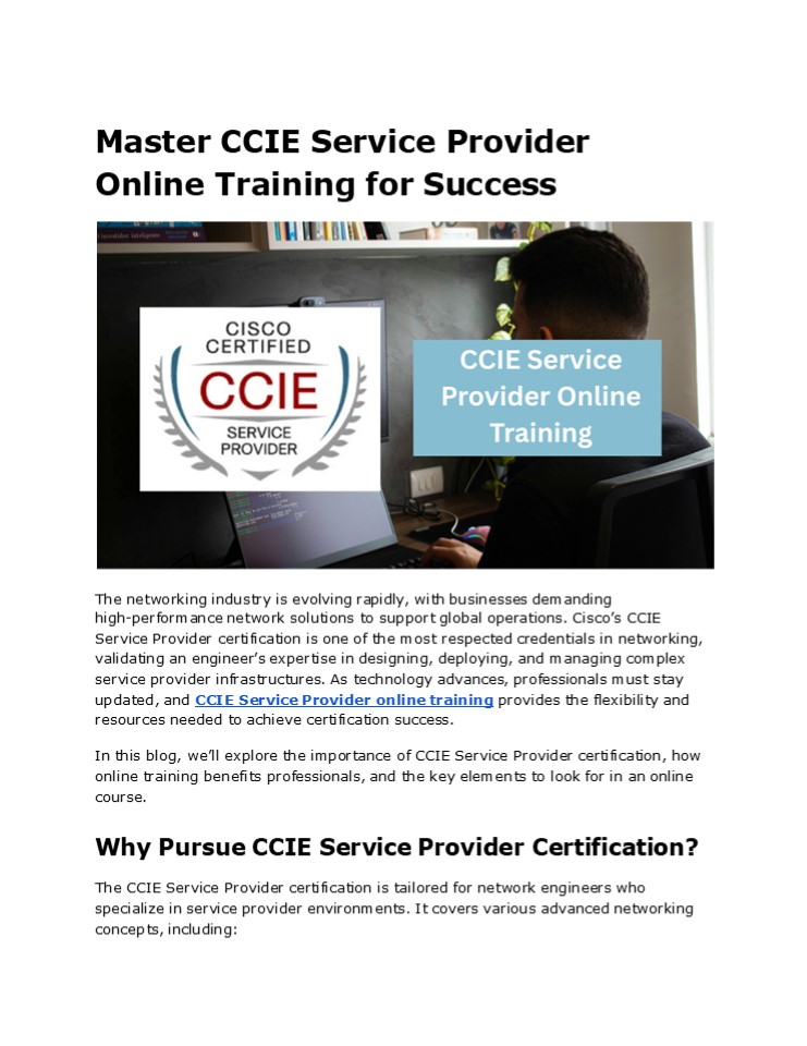 Master CCIE Service Provider Online Training Today