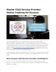 Master CCIE Service Provider Online Training Today
