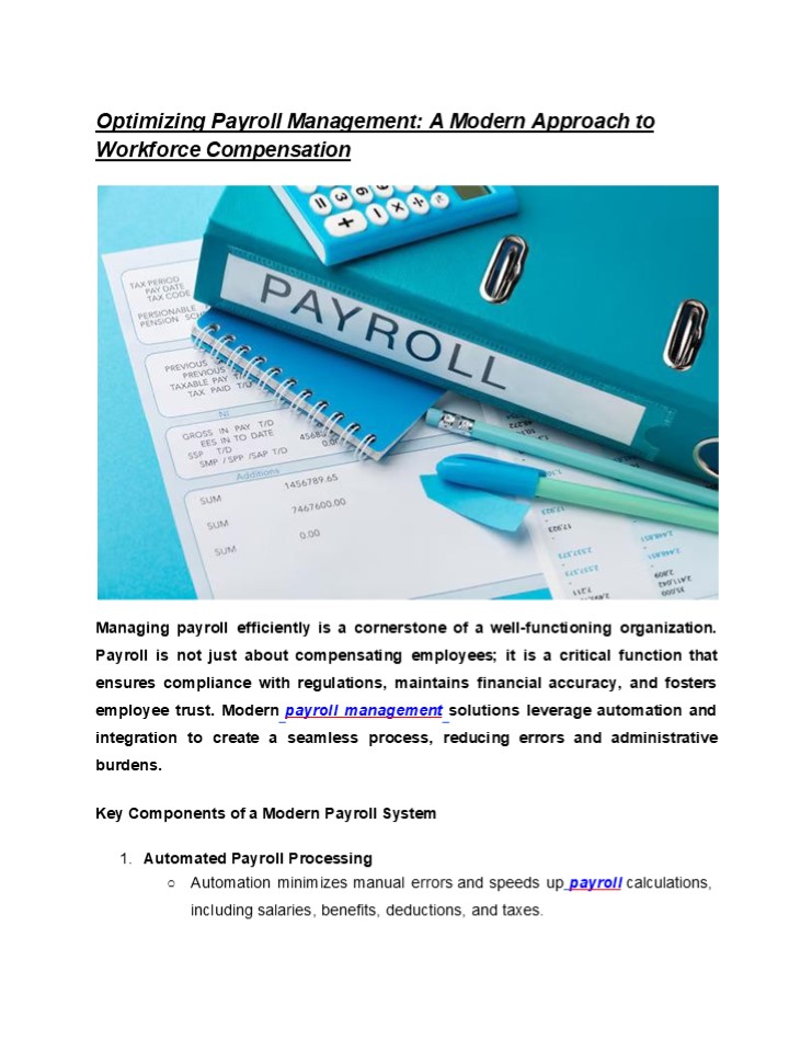 Optimizing Payroll Management: A Modern Approach to Workforce Compensation
