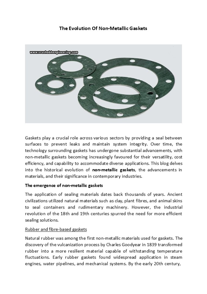 The Evolution Of Non-Metallic Gaskets