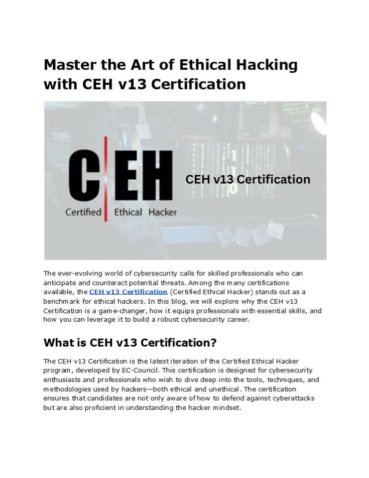 Boost Your Career with CEH v13 Certification