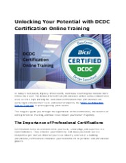 Master DCDC Certification with Online Training Today