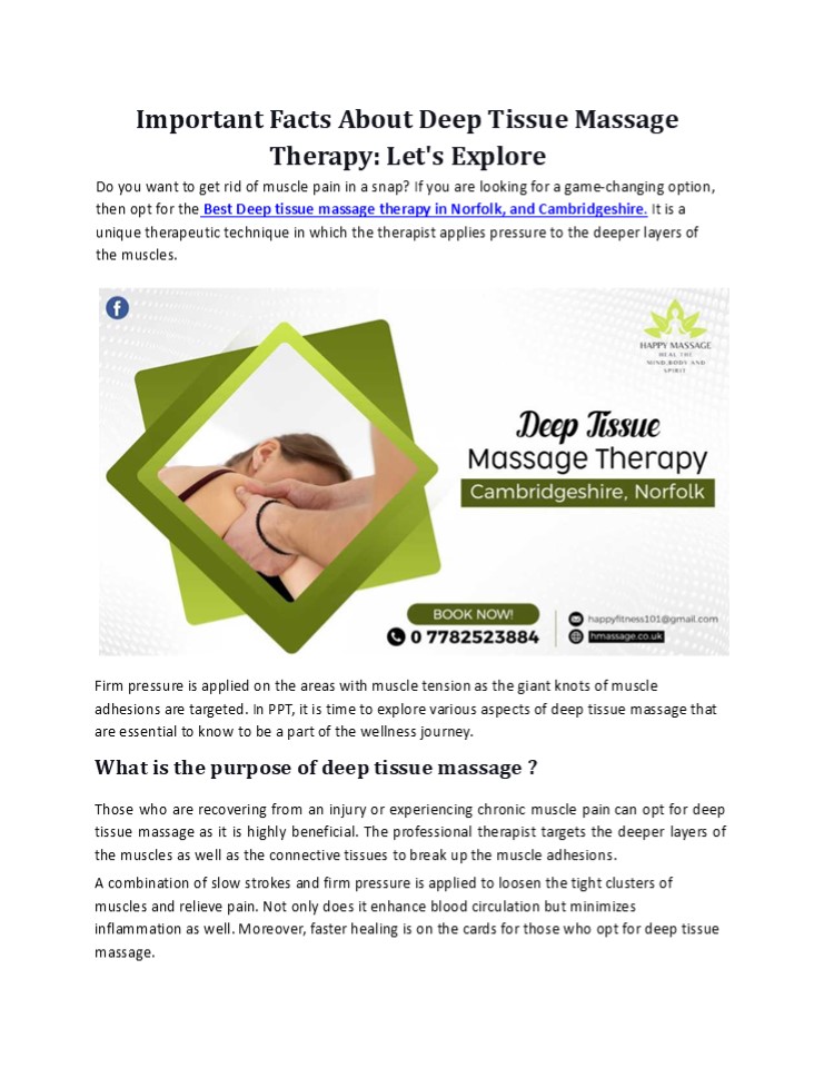 Important Facts About Deep Tissue Massage Therapy: Let’s Explore