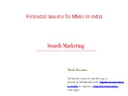 Financial Source To MSEs In India