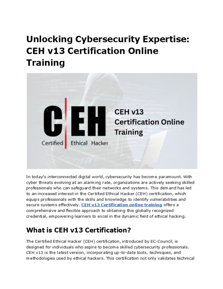 Master Ethical Hacking with CEH v13 Certification Online Training