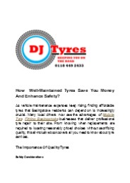 How Well-Maintained Tyres Save You Money And Enhance Safety?