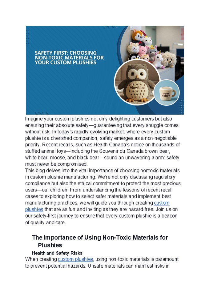Safety First: Choosing Non-Toxic Materials for Your Custom Plushies