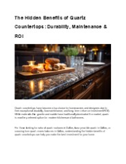 The Hidden Benefits of Quartz Countertops: Durability, Maintenance & ROI