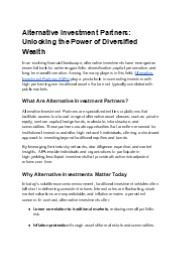 Alternative Investment Partners: Unlocking the Power of Diversified Wealth