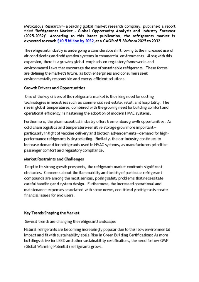 Refrigerants Market Growth Trends and Regional Insights