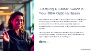 Mastering MBA Optional Essays: Justify Your Career Switch