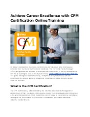 Master CFM Certification with Online Training
