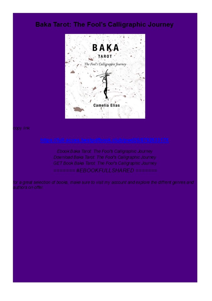 Read ebook PDF Baka Tarot: The Fool's Calligraphic Journey